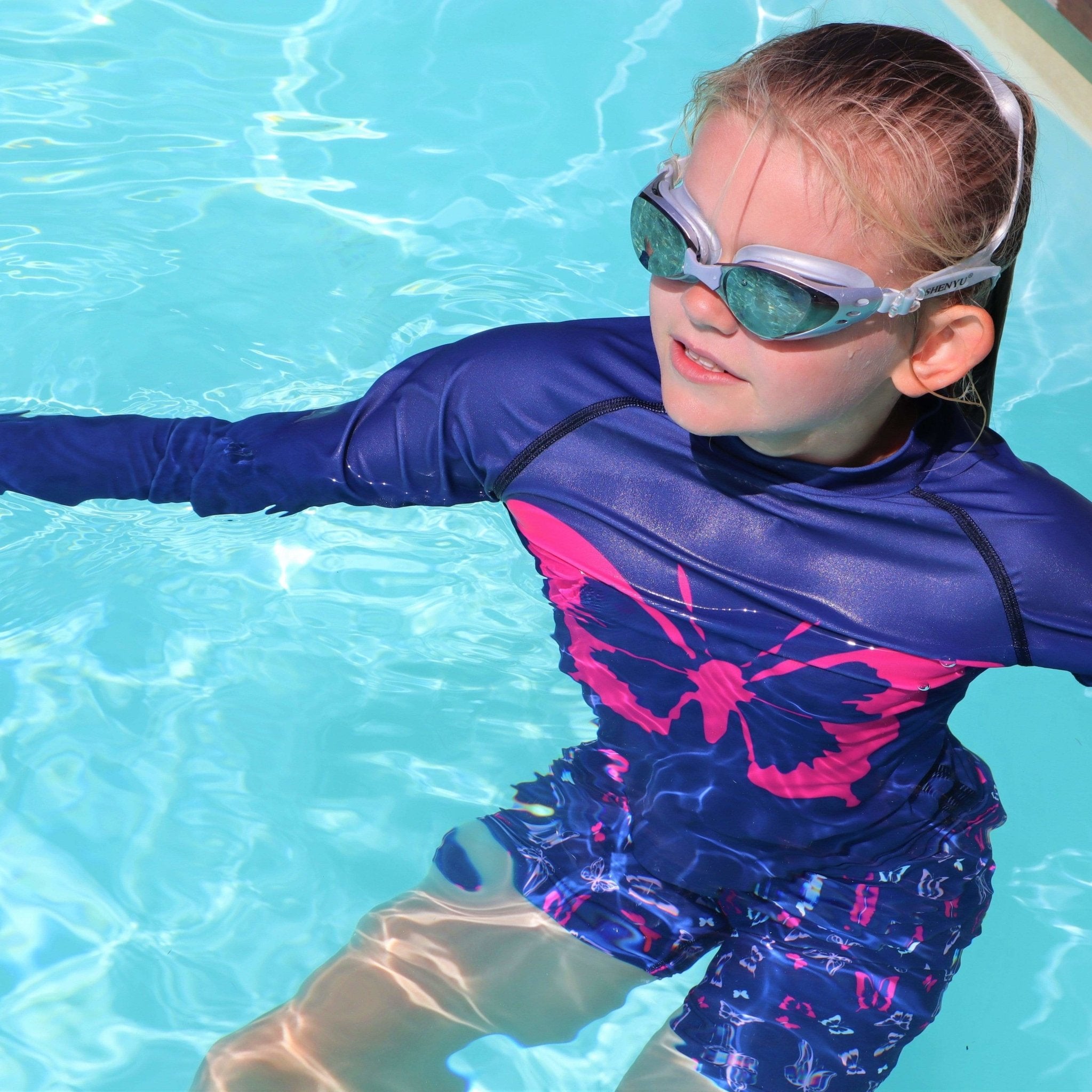 Beach Butterfly Kids Girls modest UPF 50+ UV Protection Rash Vest Swim –  Jody and Lara