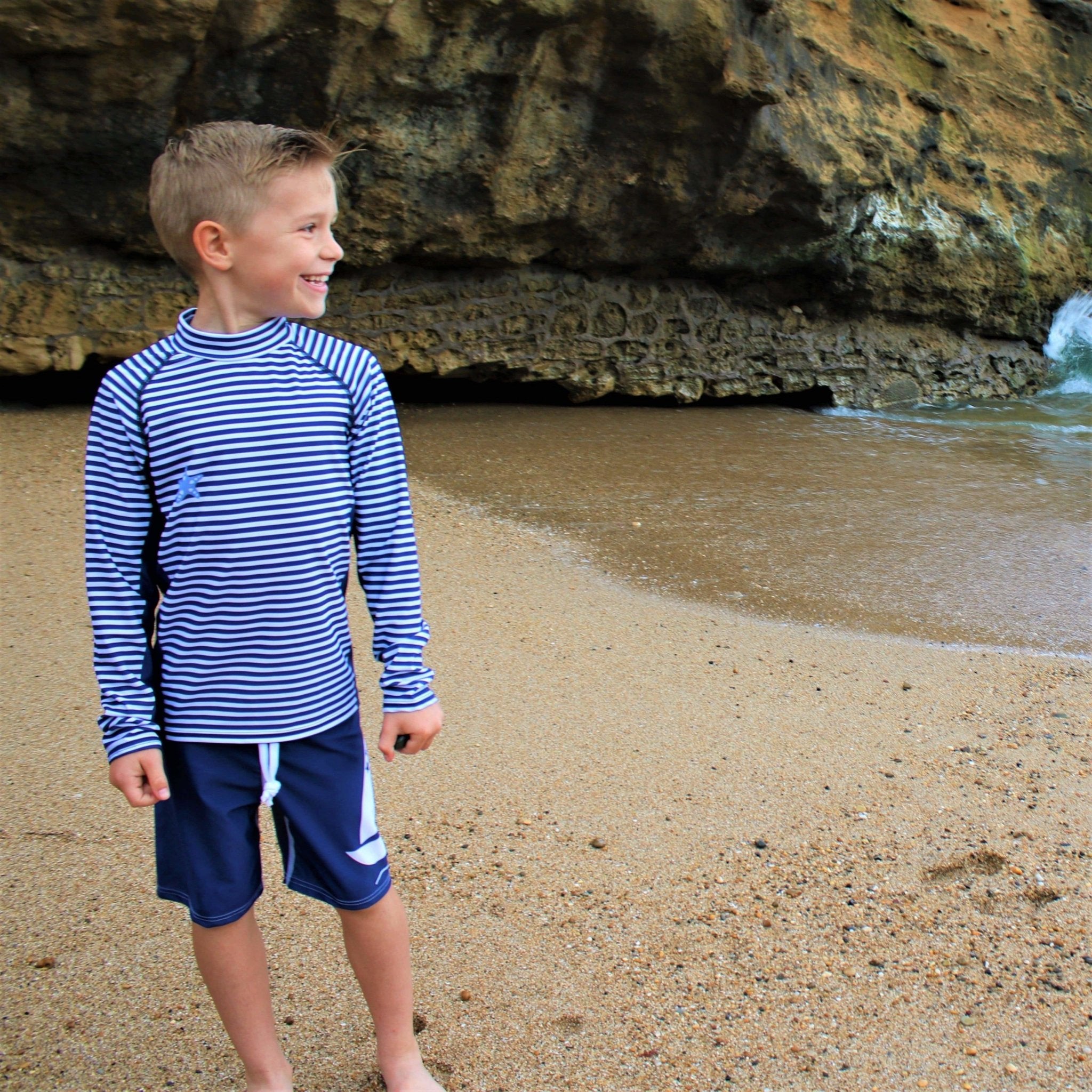 Kids Boys Girls Swimwear UPF 50+ UV Long Sleeve Stripe Surf Rash Vest – Jody  and Lara