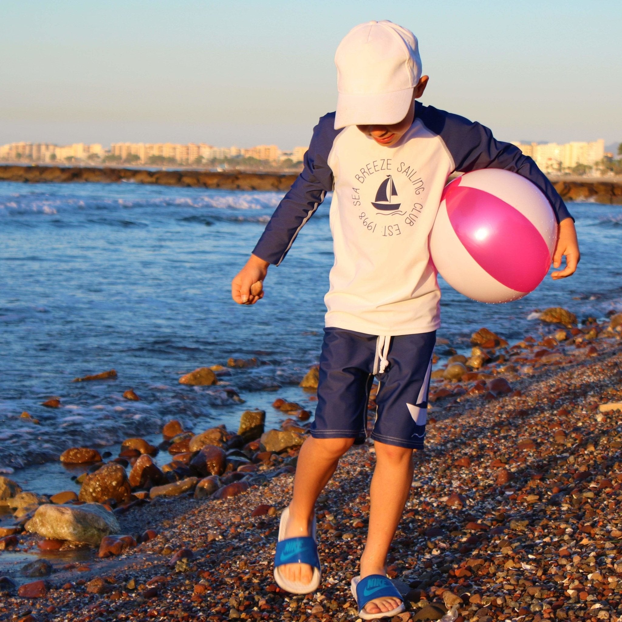 Kids Boys UPF 50+ UV Protection Long Sleeve Sailboat Swim Rash