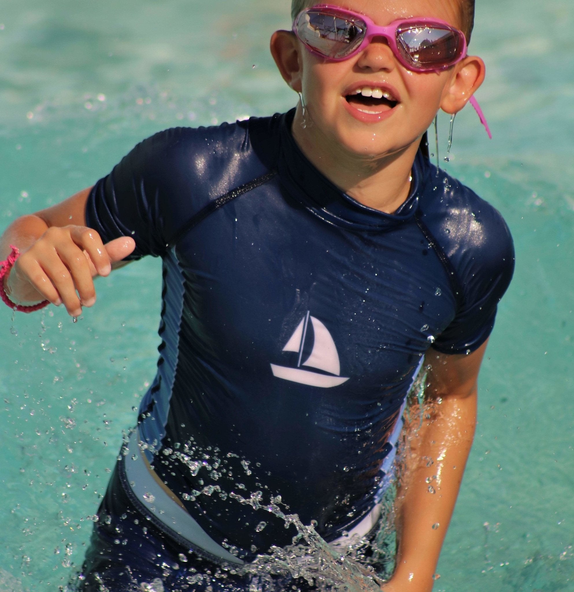Boys Short Sleeve Zipper Rash Guard and Swim Trunk Set | Ocean Breeze